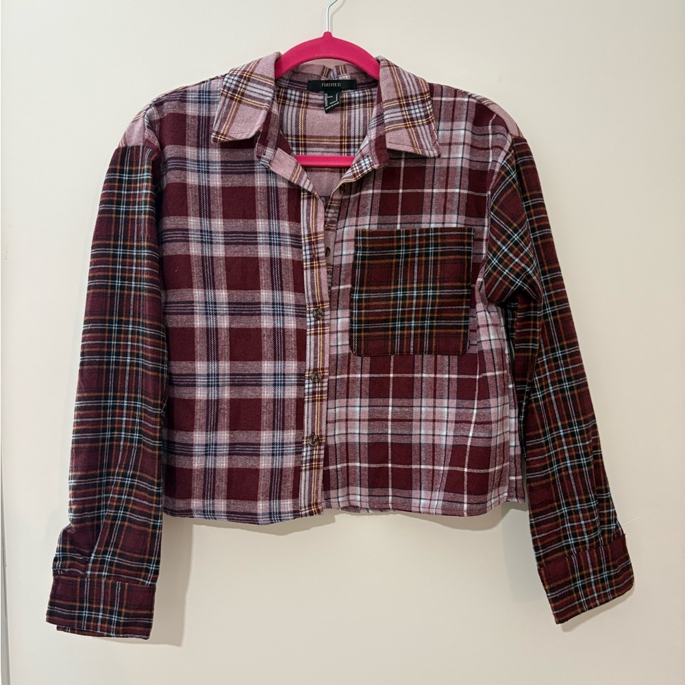 Forever 21 Purple Plaid Button-Up Shirt